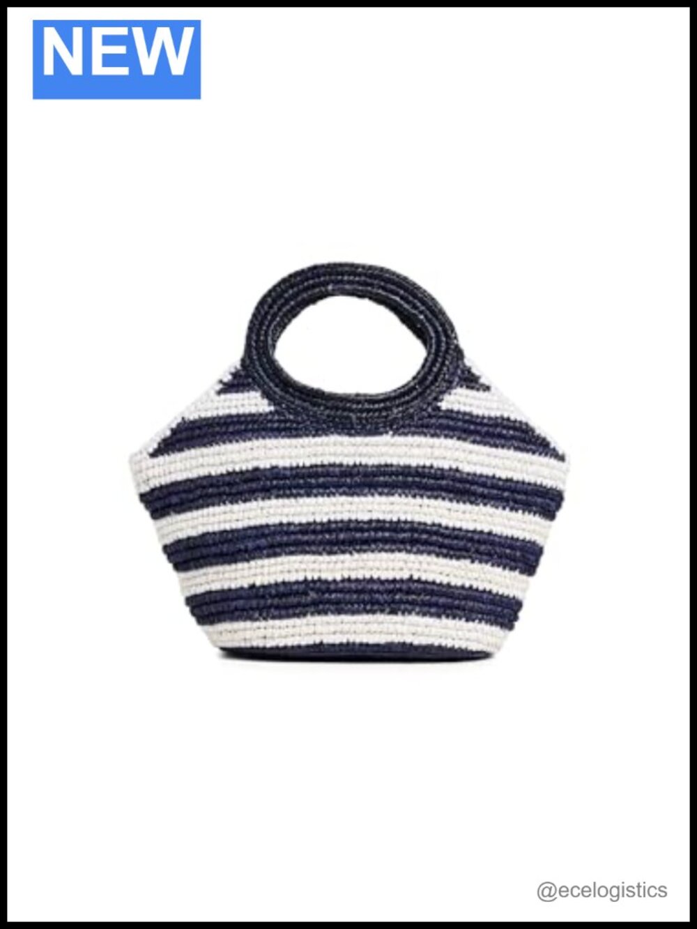 Woven Raffia Knot Tote Handbag Lightweight Summer Stripe